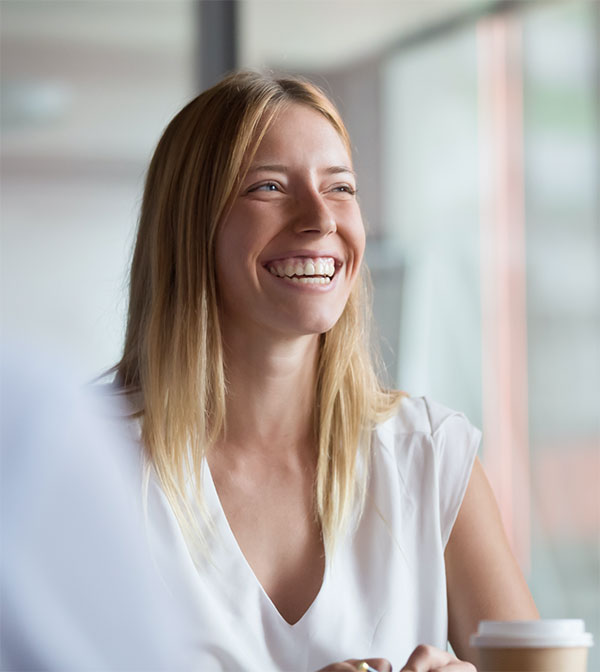 smiling blonde woman